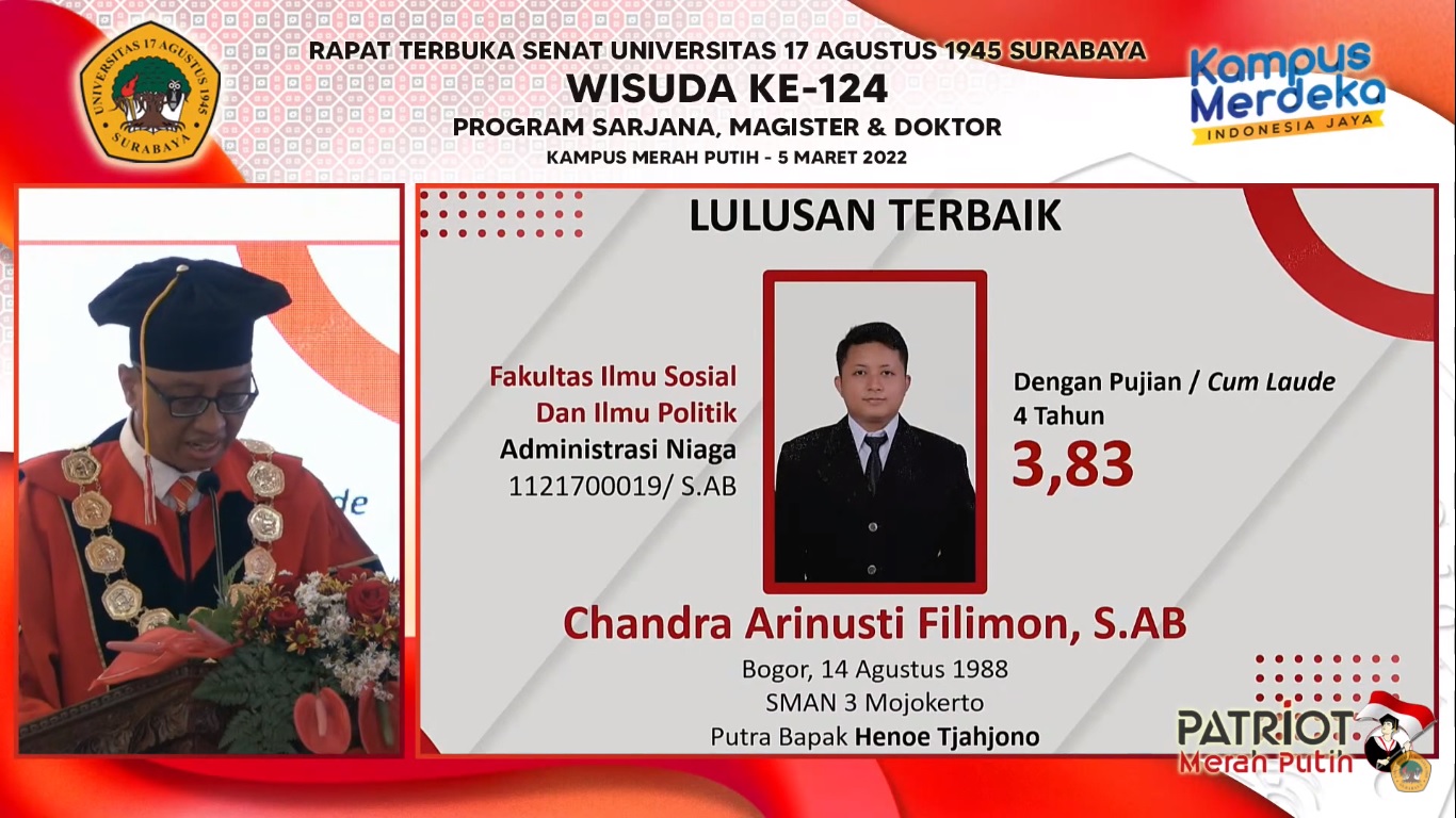 Belajar dari Chandra Arinusti, Wisudawan Terbaik Prodi Adbis Periode Ke-124 Untag Surabaya
