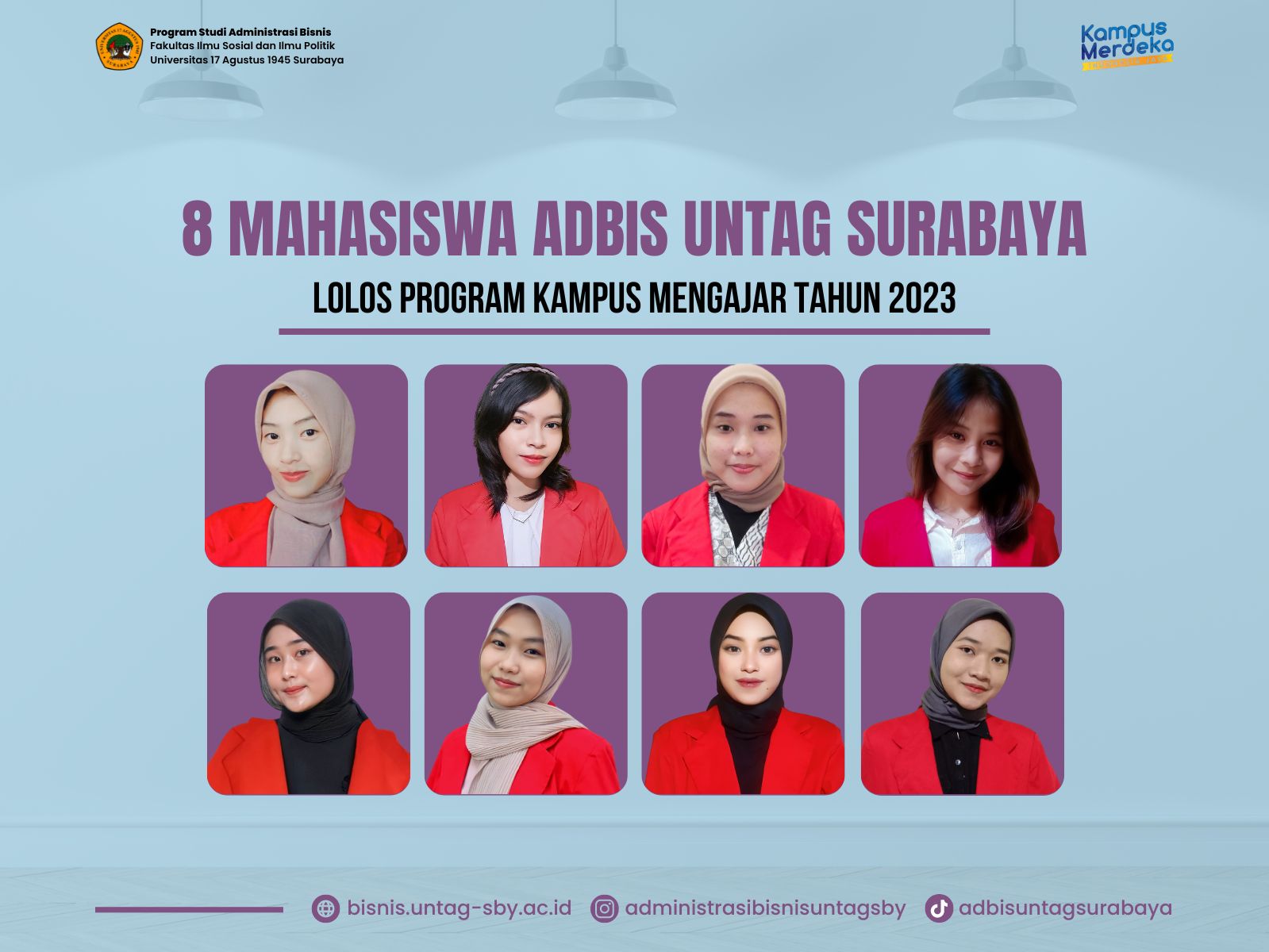8 Mahasiswa Adbis Untag Surabaya Lolos Program Kampus Mengajar Tahun 2023