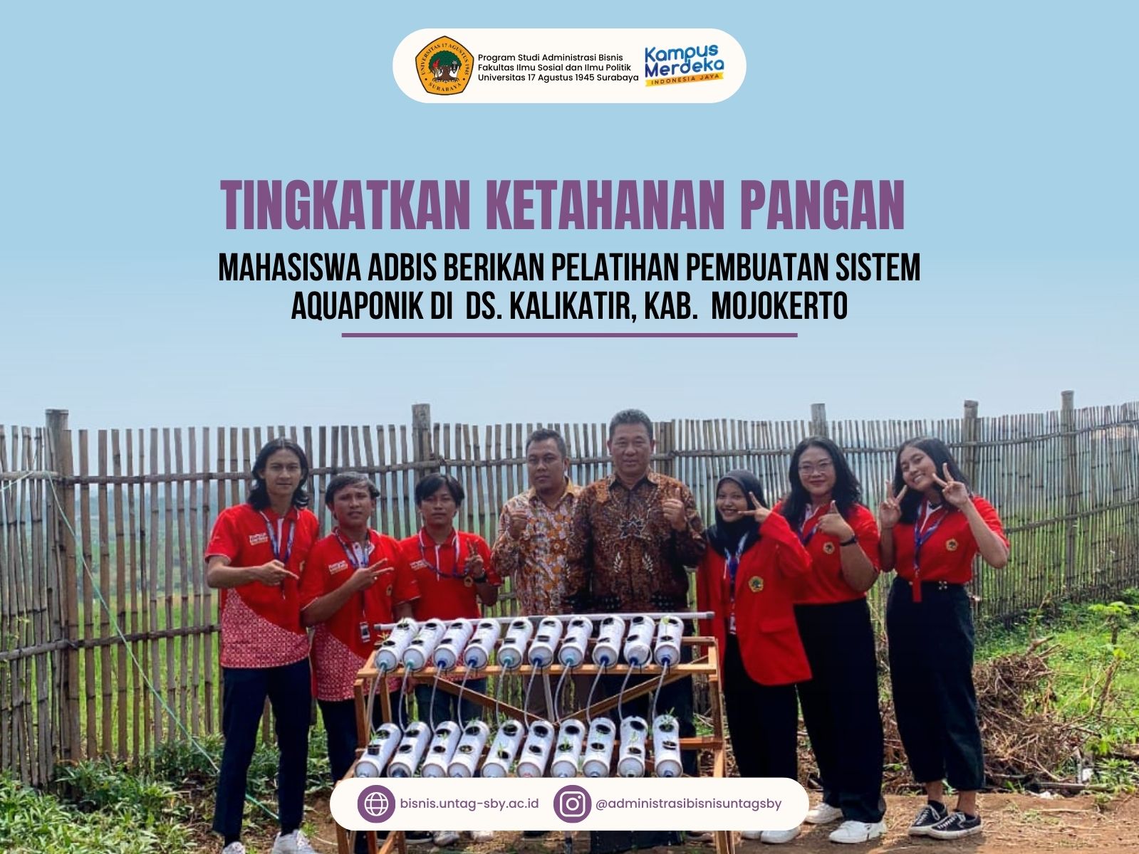 Tingkatkan Ketahanan Pangan, Mahasiswa Adbis Berikan Pelatihan Sistem Aquaponik di  Ds. Kalikatir