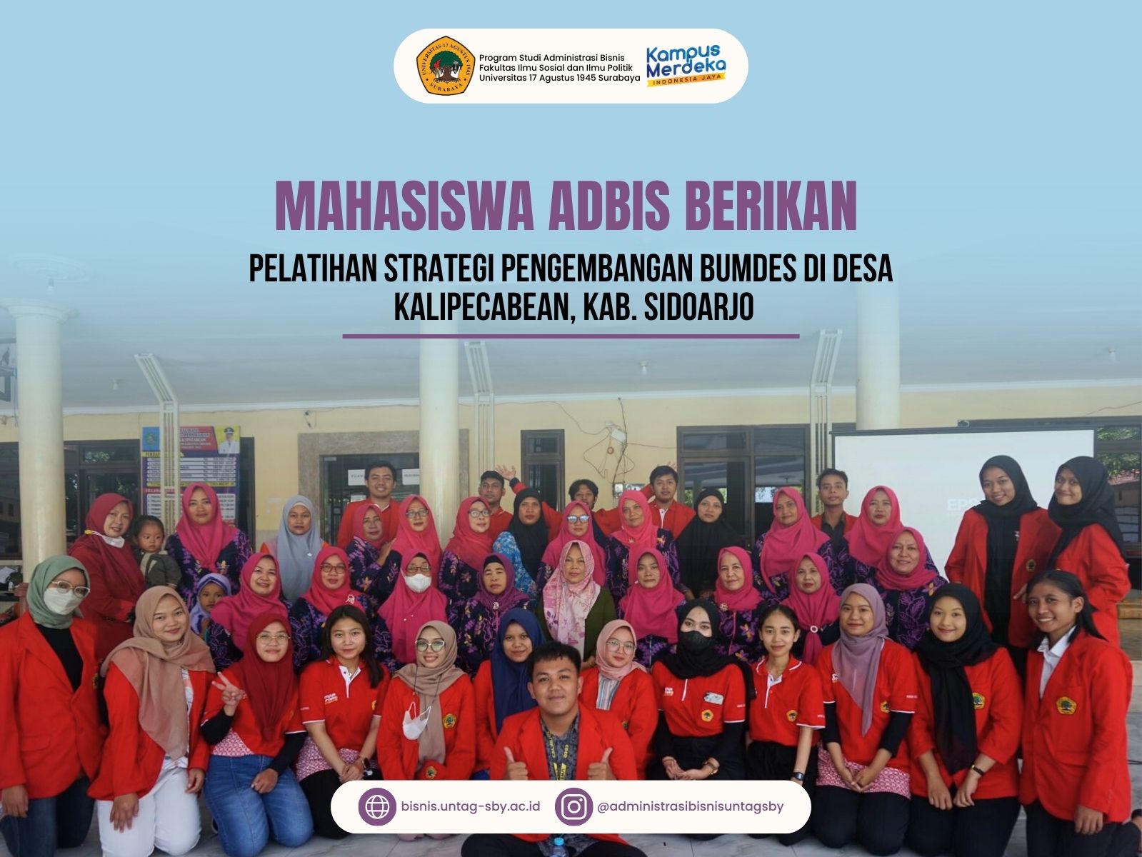 Mahasiswa Adbis Berikan Pelatihan Strategi Pengembangan BUMDES di Desa Kalipecabean, Kab. Sidoarjo
