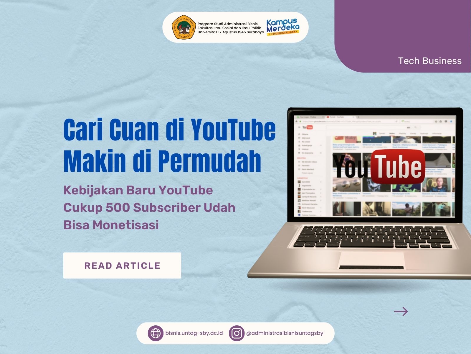Cari Cuan di YouTube Makin Dipermudah, Kebijakan Baru Youtube Cukup 500 Subscriber Udah Bisa Monetis