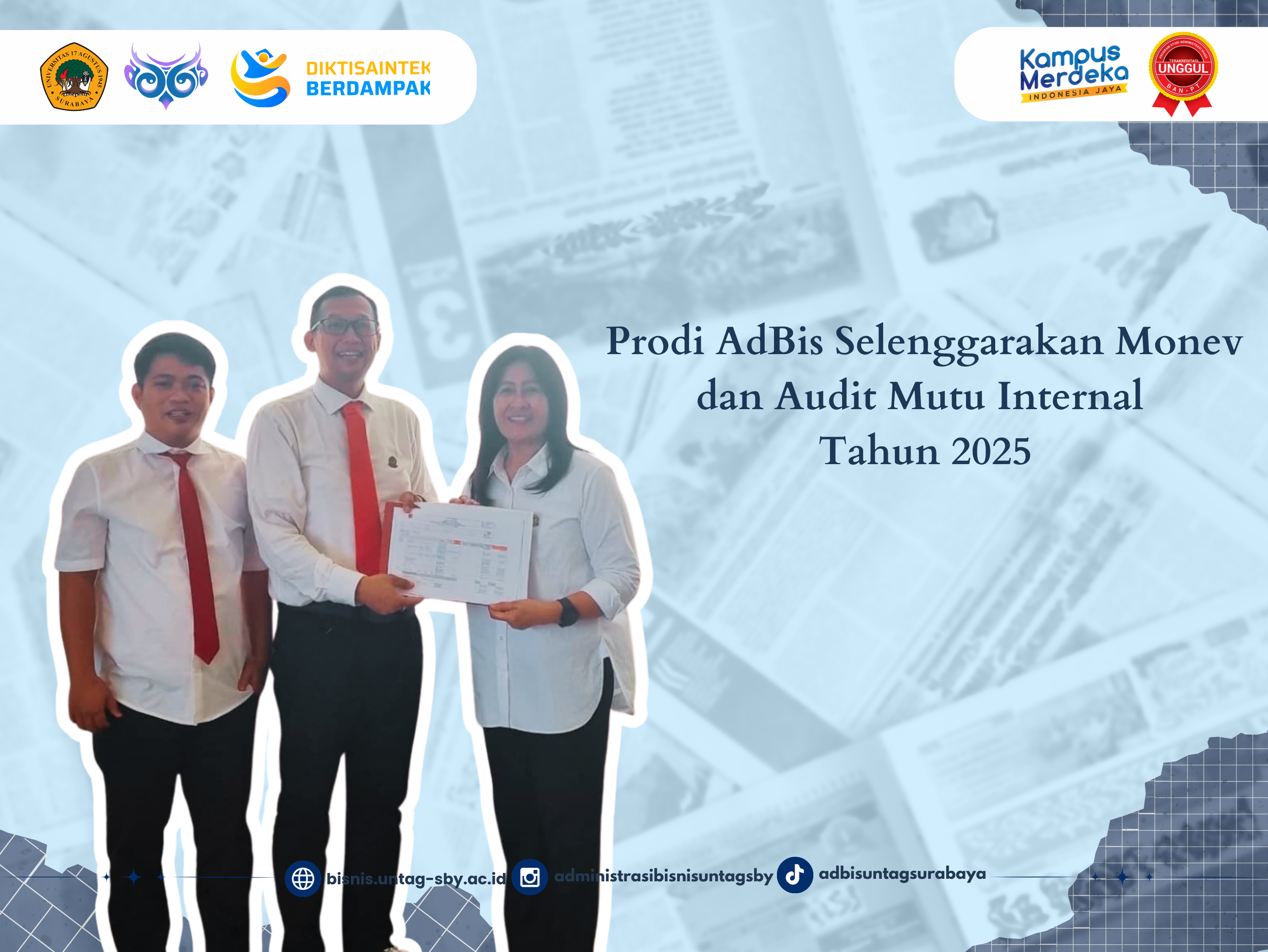 Prodi Administrasi Bisnis Untag Surabaya Laksanakan Monev dan  Audit Mutu Internal ke-2 Tahun 2025