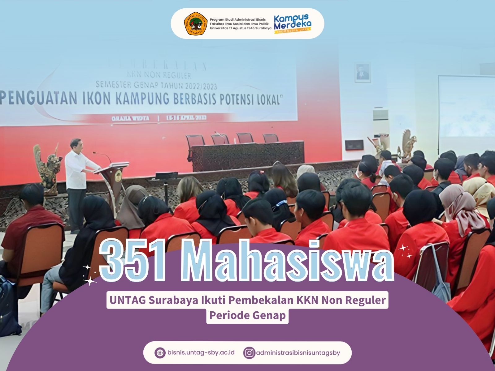 351 Mahasiswa Untag Surabaya Ikuti Pembekalan KKN Non Reguler Periode Genap