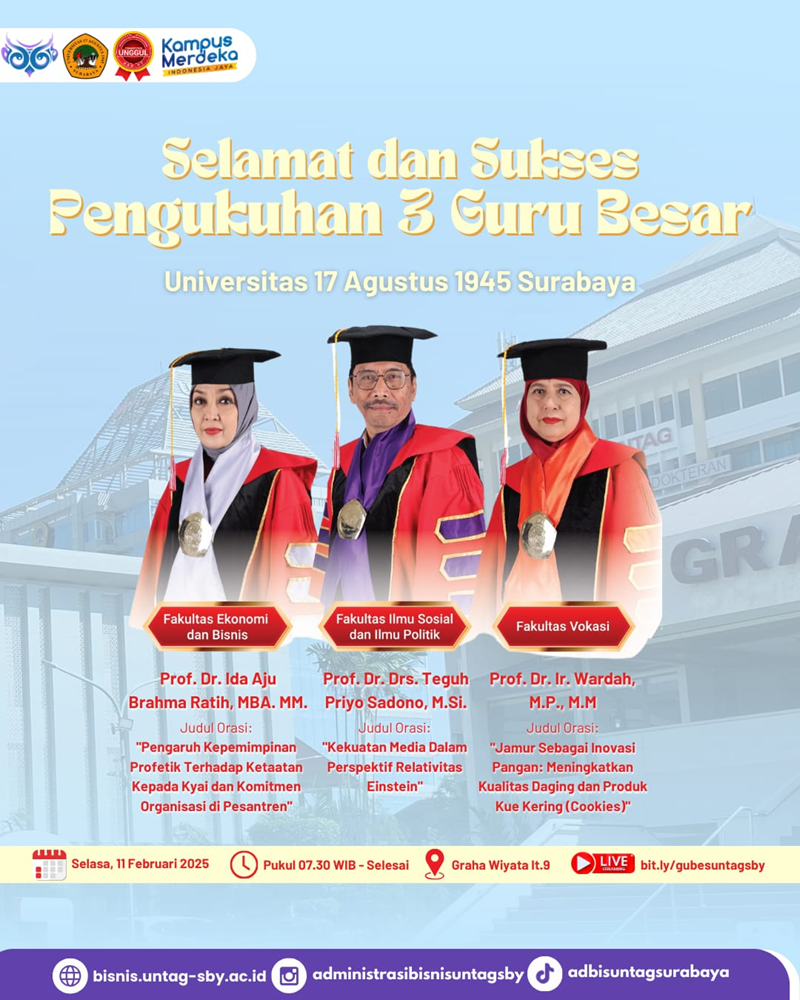 Selamat dan Sukses : Pengukuhan 3 Guru Besar 