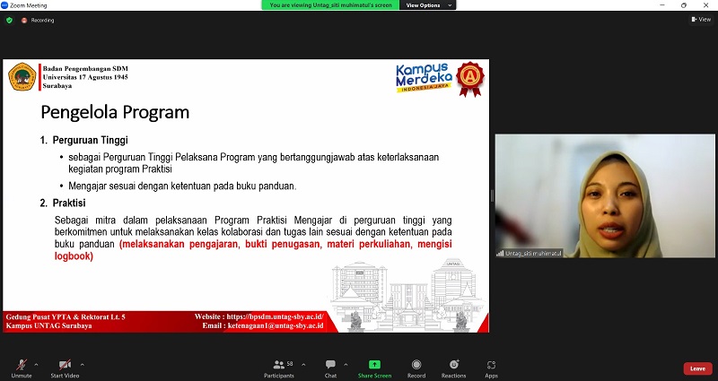 Untag Surabaya Launching Kelas Kolaborasi Program Praktisi Mengajar Angkatan II