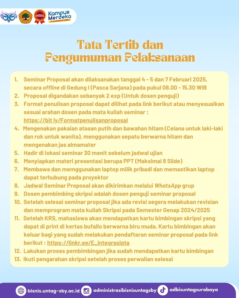 Pelaksanaan Seminar Proposal 