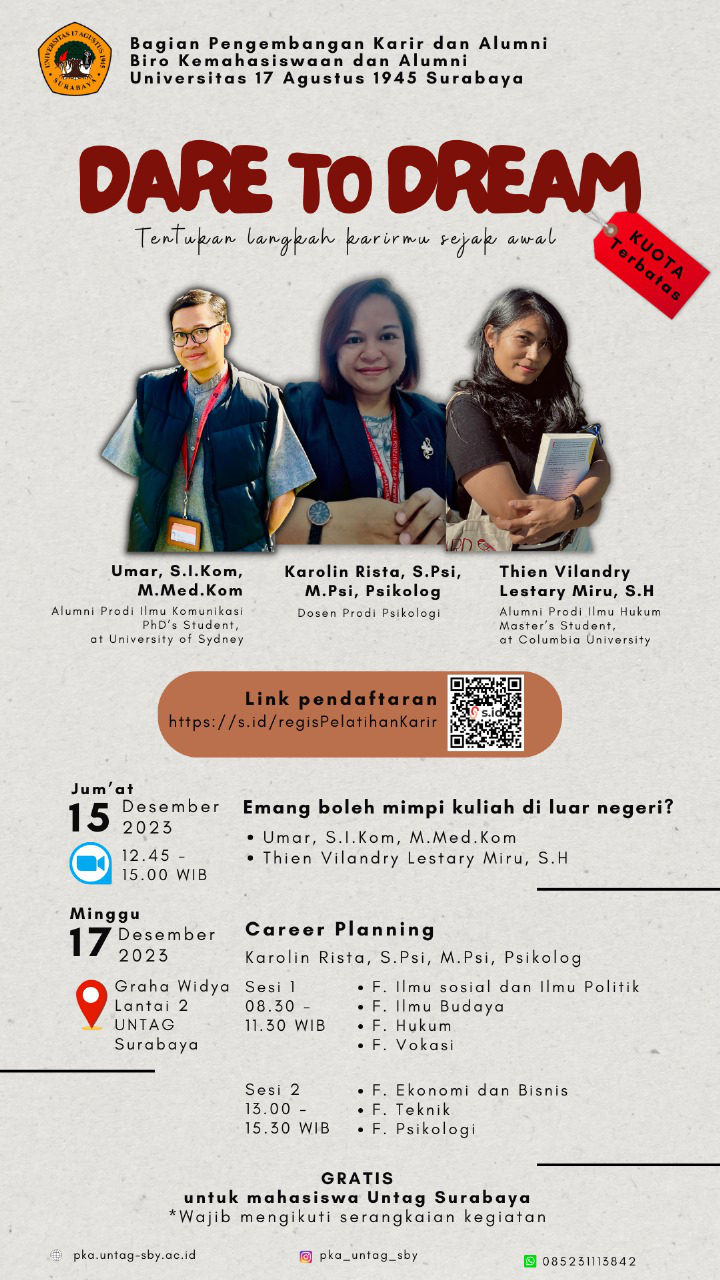 Carrer Planning Untuk Mahasiswa Baru Untag Surabaya: Dare To Dream