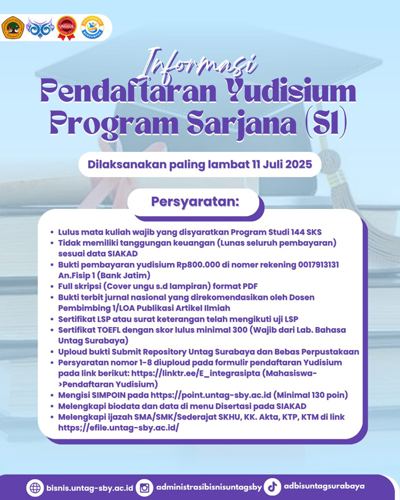 Informasi Pendaftaran Yudisium Program Sarjana (S1)
