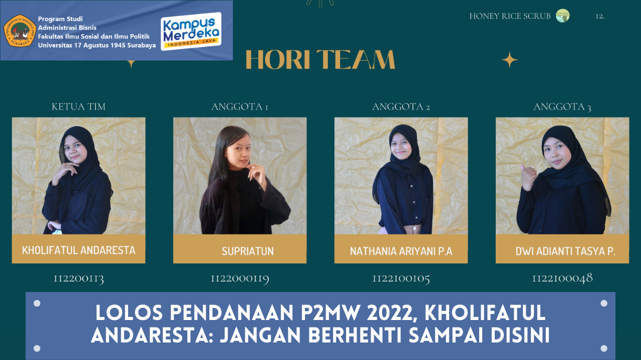 Lolos Pendanaan P2MW 2022, Kholifatul Andaresta: Jangan Berhenti Sampai Disini